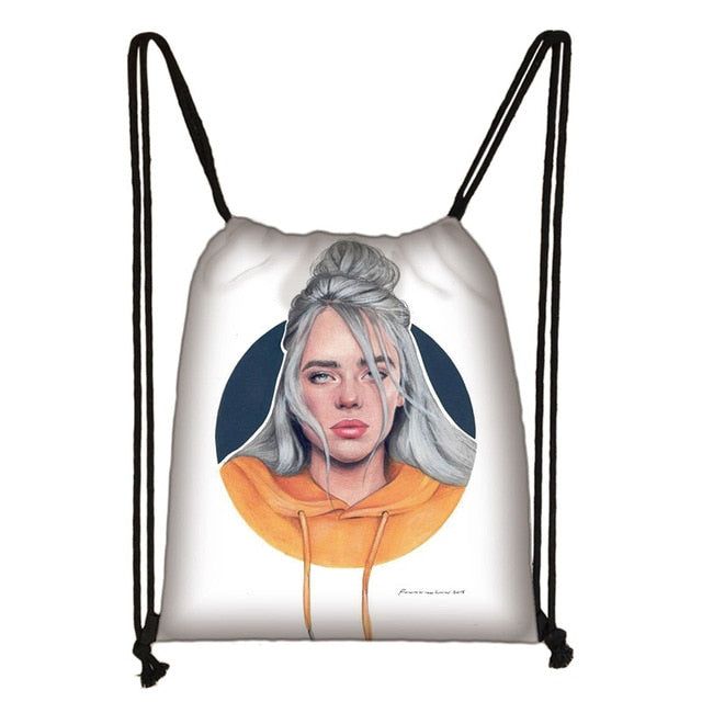 Billie Eilish drawstring bag BE women fashion storage bag teenager canvas backpack ladies party shopping bags