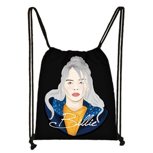 Billie Eilish drawstring bag BE women fashion storage bag teenager canvas backpack ladies party shopping bags