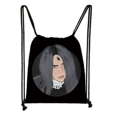 Load image into Gallery viewer, Billie Eilish drawstring bag BE women fashion storage bag teenager canvas backpack ladies party shopping bags