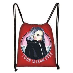 Billie Eilish drawstring bag BE women fashion storage bag teenager canvas backpack ladies party shopping bags