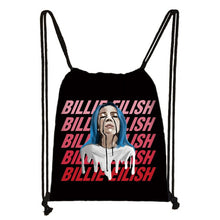 Load image into Gallery viewer, Billie Eilish drawstring bag BE women fashion storage bag teenager canvas backpack ladies party shopping bags