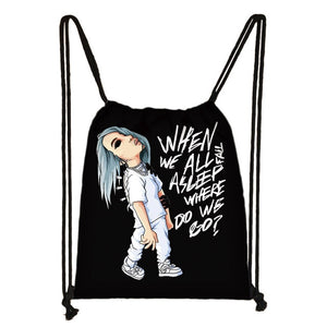 Billie Eilish drawstring bag BE women fashion storage bag teenager canvas backpack ladies party shopping bags