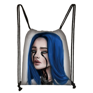 Billie Eilish drawstring bag BE women fashion storage bag teenager canvas backpack ladies party shopping bags