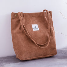 Load image into Gallery viewer, Women Corduroy Shopping Bag Female Canvas Cloth Shoulder Bag Environmental Storage Handbag Reusable Foldable Eco Grocery Totes