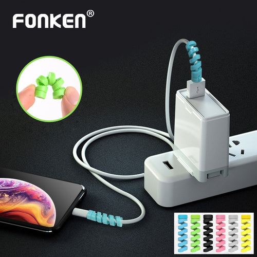 Universal USB Charging Cable Protector Phone Data Wire Pre-protection Winding Cover Earphone Cord Bobbin Winder Spring Twine