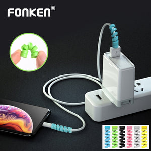 Universal USB Charging Cable Protector Phone Data Wire Pre-protection Winding Cover Earphone Cord Bobbin Winder Spring Twine