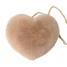 Load image into Gallery viewer, Fashion Women&#39;s Heart Shaped Faux Fur Crossbody Wallet Purse Chain Shoulder Bag Lady Handbag