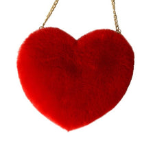 Load image into Gallery viewer, Fashion Women&#39;s Heart Shaped Faux Fur Crossbody Wallet Purse Chain Shoulder Bag Lady Handbag