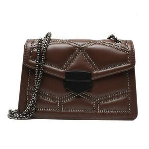 Vintage Small Rivet Flap Chain Shoulder Messenger Crossbody Bags Women Handbags Fashion Ladies Clutch Casual Totes Female Purse