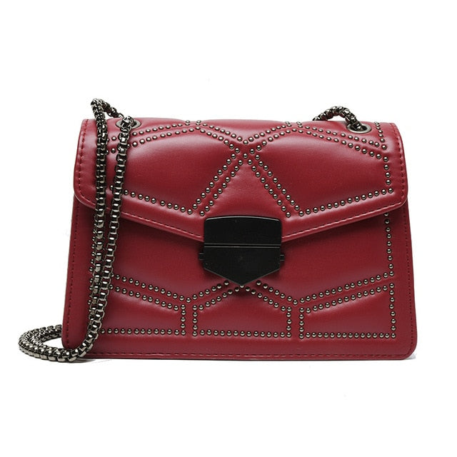 Vintage Small Rivet Flap Chain Shoulder Messenger Crossbody Bags Women Handbags Fashion Ladies Clutch Casual Totes Female Purse