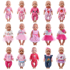Doll Unicorn Clothes 15 Sets T-Shirt+Skirt/Pants Dress Fit 18 Inch American&43 Cm Baby New Born Doll Generation Christmas Girl`s
