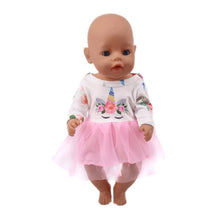 Load image into Gallery viewer, Doll Unicorn Clothes 15 Sets T-Shirt+Skirt/Pants Dress Fit 18 Inch American&amp;43 Cm Baby New Born Doll Generation Christmas Girl`s