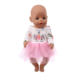 Doll Unicorn Clothes 15 Sets T-Shirt+Skirt/Pants Dress Fit 18 Inch American&43 Cm Baby New Born Doll Generation Christmas Girl`s