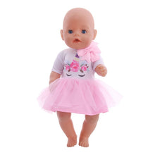 Load image into Gallery viewer, Doll Unicorn Clothes 15 Sets T-Shirt+Skirt/Pants Dress Fit 18 Inch American&amp;43 Cm Baby New Born Doll Generation Christmas Girl`s