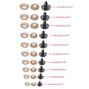 100Pcs/Bag DIY Doll Toy Eyes Black Plastic Safety Eyes Puppets Doll with Washers