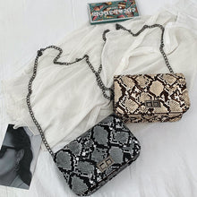 Load image into Gallery viewer, Small Snake Print Flap Shoulder Bag Female PU Leather Chain Crossbody Bags for Women 2019 Luxury Handbags Women Bags Designer