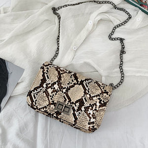 Small Snake Print Flap Shoulder Bag Female PU Leather Chain Crossbody Bags for Women 2019 Luxury Handbags Women Bags Designer
