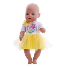 Load image into Gallery viewer, Doll Unicorn Clothes 15 Sets T-Shirt+Skirt/Pants Dress Fit 18 Inch American&amp;43 Cm Baby New Born Doll Generation Christmas Girl`s