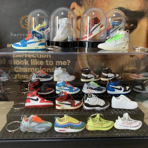 Dropshipping one pair  sneaker keychain AJ  1 offwhite Chicago UNC NRG 3D Mini Sneaker shoe keychain