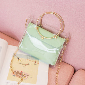 2020 Design Luxury Handbag Women Transparent Bucket Bag Clear PVC Jelly Small Shoulder Bag Female Chain Crossbody Messenger Bags