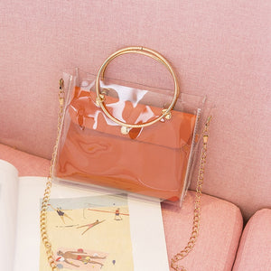 2020 Design Luxury Handbag Women Transparent Bucket Bag Clear PVC Jelly Small Shoulder Bag Female Chain Crossbody Messenger Bags