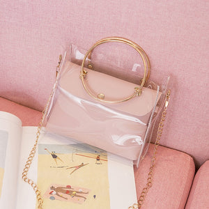 2020 Design Luxury Handbag Women Transparent Bucket Bag Clear PVC Jelly Small Shoulder Bag Female Chain Crossbody Messenger Bags