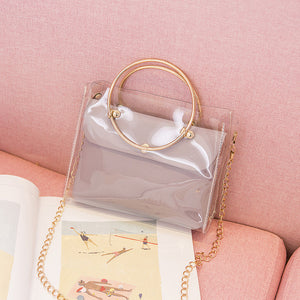2020 Design Luxury Handbag Women Transparent Bucket Bag Clear PVC Jelly Small Shoulder Bag Female Chain Crossbody Messenger Bags