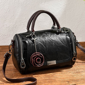 AECLVR Flower Pendant Shoulder Crossbody Bag Soft PU Leather Women Bags Solid Color All-match Fashion Ladies Pillow Handbags