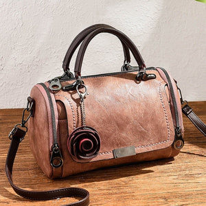 AECLVR Flower Pendant Shoulder Crossbody Bag Soft PU Leather Women Bags Solid Color All-match Fashion Ladies Pillow Handbags