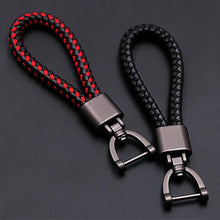 Load image into Gallery viewer, High-Grade Hand Woven Leather Car KeyChain 360 Degree Rotating Horseshoe Buckle Jewelry Key Rings Holder Genuine Bag Pendant