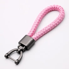 Load image into Gallery viewer, High-Grade Hand Woven Leather Car KeyChain 360 Degree Rotating Horseshoe Buckle Jewelry Key Rings Holder Genuine Bag Pendant
