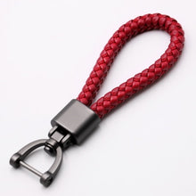 Load image into Gallery viewer, High-Grade Hand Woven Leather Car KeyChain 360 Degree Rotating Horseshoe Buckle Jewelry Key Rings Holder Genuine Bag Pendant