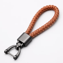 Load image into Gallery viewer, High-Grade Hand Woven Leather Car KeyChain 360 Degree Rotating Horseshoe Buckle Jewelry Key Rings Holder Genuine Bag Pendant