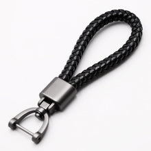Load image into Gallery viewer, High-Grade Hand Woven Leather Car KeyChain 360 Degree Rotating Horseshoe Buckle Jewelry Key Rings Holder Genuine Bag Pendant