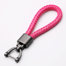 Load image into Gallery viewer, High-Grade Hand Woven Leather Car KeyChain 360 Degree Rotating Horseshoe Buckle Jewelry Key Rings Holder Genuine Bag Pendant