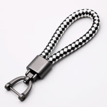Load image into Gallery viewer, High-Grade Hand Woven Leather Car KeyChain 360 Degree Rotating Horseshoe Buckle Jewelry Key Rings Holder Genuine Bag Pendant