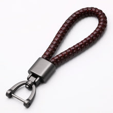 Load image into Gallery viewer, High-Grade Hand Woven Leather Car KeyChain 360 Degree Rotating Horseshoe Buckle Jewelry Key Rings Holder Genuine Bag Pendant