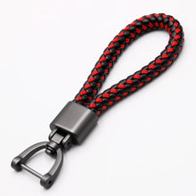 Load image into Gallery viewer, High-Grade Hand Woven Leather Car KeyChain 360 Degree Rotating Horseshoe Buckle Jewelry Key Rings Holder Genuine Bag Pendant