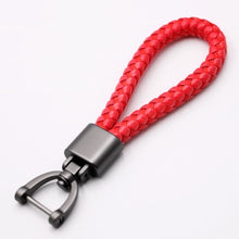 Load image into Gallery viewer, High-Grade Hand Woven Leather Car KeyChain 360 Degree Rotating Horseshoe Buckle Jewelry Key Rings Holder Genuine Bag Pendant