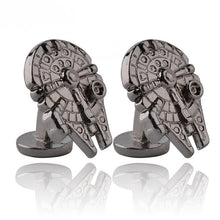 Load image into Gallery viewer, RJ Star Wars Cuff Links Buttons Falcon Darth Vader BB8 R2D2 Fighter Knight Tie Clips Avengers Batman Cufflinks Men Jewelry Gift