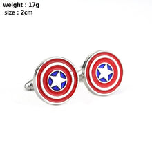 Load image into Gallery viewer, RJ Star Wars Cuff Links Buttons Falcon Darth Vader BB8 R2D2 Fighter Knight Tie Clips Avengers Batman Cufflinks Men Jewelry Gift