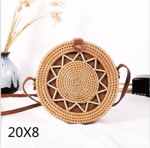 Load image into Gallery viewer, Woven Rattan Bag Round Straw Shoulder Bag Small Beach HandBags Women Summer Hollow Handmade Messenger Crossbody Bags