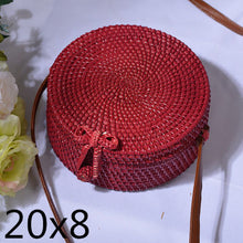 Load image into Gallery viewer, Woven Rattan Bag Round Straw Shoulder Bag Small Beach HandBags Women Summer Hollow Handmade Messenger Crossbody Bags
