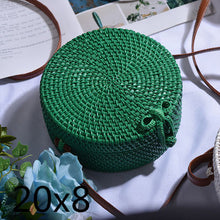 Load image into Gallery viewer, Woven Rattan Bag Round Straw Shoulder Bag Small Beach HandBags Women Summer Hollow Handmade Messenger Crossbody Bags
